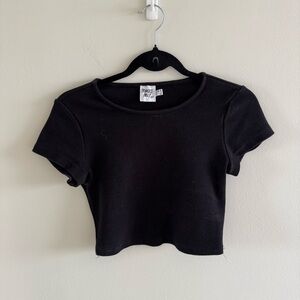 Princess Polly Black Ribbed Tee